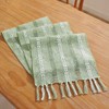 Farmhouse Braided Striped Table Runner with Handcrafted Tassels, Boho Linen