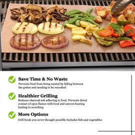 UBeesize Copper Grill Mats for Outdoor Grill – 6 Pack Heavy-Duty, Non-Stick BBQ Grilling Mat & Baking Mats, Reusable, Easy-Clean for Gas, Charcoal, Electric Grills (15.75 x 13 Inch)