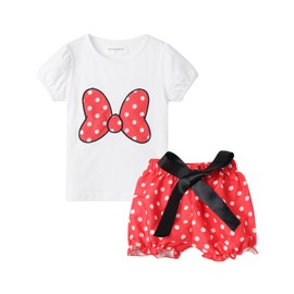 Mud Kingdom Baby Girls Clothes Holiday Cute Short Sets Bow 12-18 Months Red