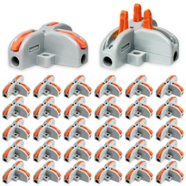 32Pcs Lever Wire Connectors, T-Shape Compact Wire Conductor Connector, Quick Splitter 3 Way Electrical Connectors, AWG 28-12, Orange