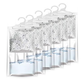 ZSZMFH 6 Pack Moisture Absorber & Max Odor Eliminator Hanging Bag, Charcoal Smell Remove Damp Musty Smell,Hanging Closet Dehumidifier Bags with 25g of Activated Charcoal (220g/pack)…