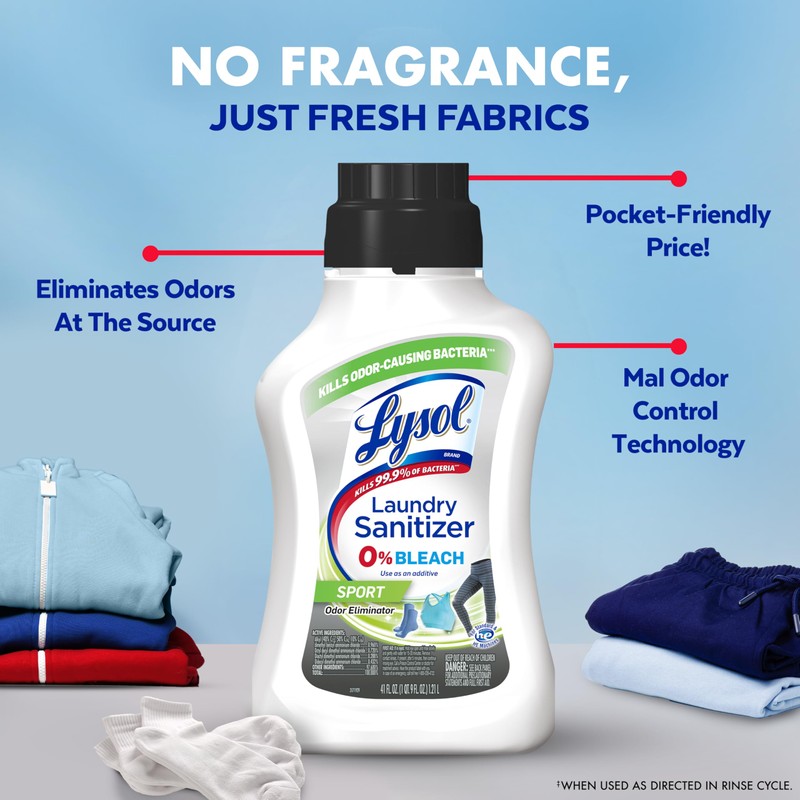 Lysol Lysol Sport Laundry Sanitizer Additive, Sanitizing Liquid for Gym