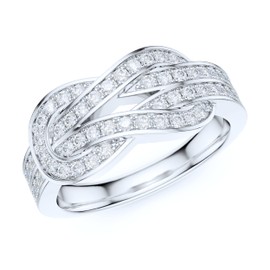 PRSTANI Sterling Silver Tie the Love Knot Full of Simulated Round Brilliant Cut Diamonds Promise Ring Wedding Band (6.5)