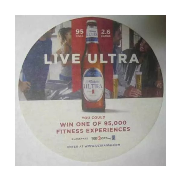 MICHELOB ULTRA, LIVE ULTRA WIN Beer COASTER Mat, Anheuser-Busch