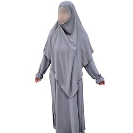 Yaqeen Abaya + Khimar Diamond Diamond Triangle cut Set Long Hijab Muslimah scarf Jilbab muslim Maxi dress Prayer Dress (UK size 6-12 Taupe)