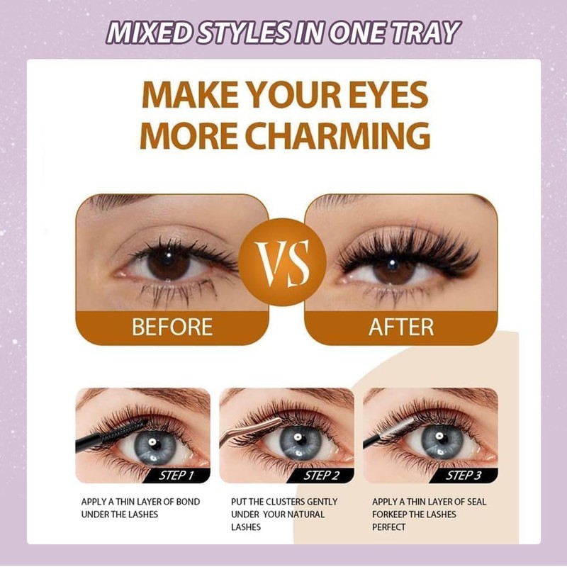 Individual Eyelashes Wispy Cluster Lashes D Curl Natural Lash Clusters
