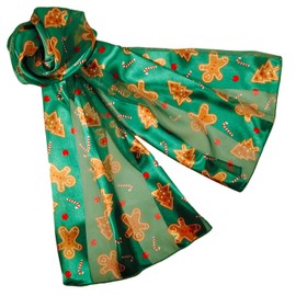 Evening Elegance Green Gingerbread Men Christmas Scarf