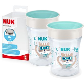 NUK Magic Cup in Practical Double Pack, 8+ Months, Leak-Proof 360° Drinking Rim, BPA-Free, Mint, 230 ml, Pack of 2