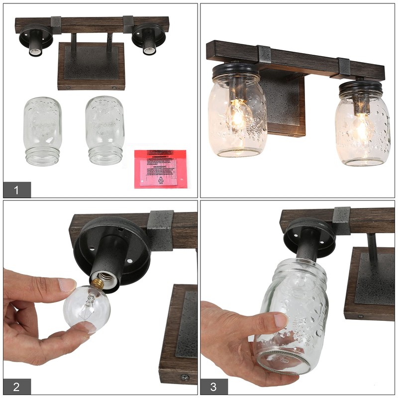 classy leaves Bathroom Light Fixtures, 2-Light Mason Jar Vanity Lights,