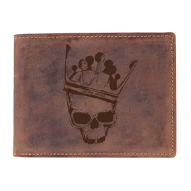 Greenburry Leather Wallet with Skull Motif, Biker Wallet with Skull Motif, brown, Vintage