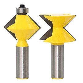 Profession 2Pc 1/2" Shank 90 Degree Edge Banding Router Bit Set V-Design Tongue & Router Plate