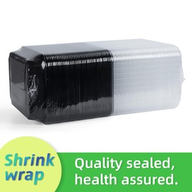 LEOBOX Meal Prep Containers 34oz 40 Pack - BPA Free PP Plastic Shrink Wrap & Leak Proof Takeout Box | Dishwasher Freezer & Microwave Safe Reusable for Bulk Cooking | Black 4 Compartment Food container