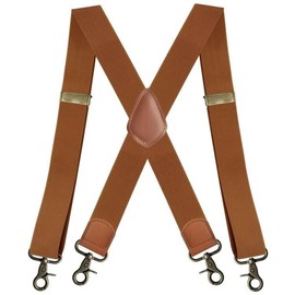 ROSSRORE Men's Suspenders with Vintage X-back Adjustable Fasteners Back Featuring an X-shaped Design and Heavy-duty Rotating Hooks;Upgraded 4-clip British Gentleman-style Braces Brown 4 Claws
