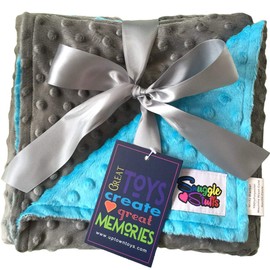 Reversible Unisex Children's Soft Baby Blanket Minky Dot (Turquoise/Grey)