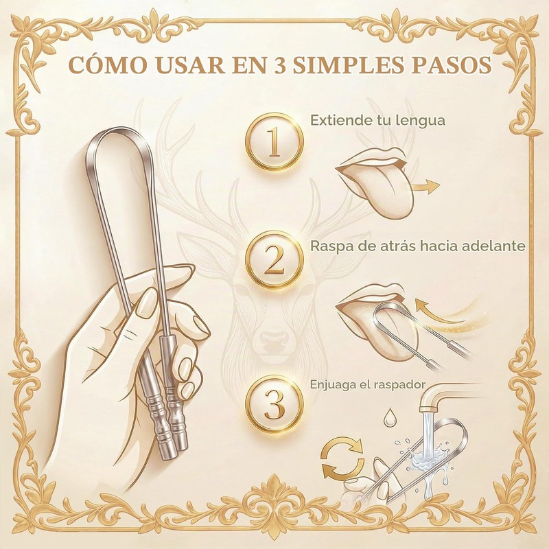 Rascador de lengua de acero inoxidable MasterMedi MMTC01 para aliento