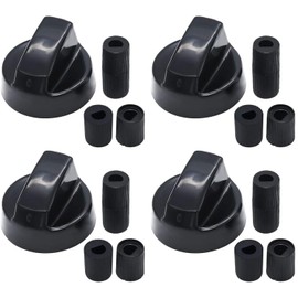CHEFZOCO 4 x Universal Oven Cooker Gas Hob Knobs - 4cm Overall Diameter - Black