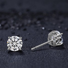 Cubic Zirconia Stud Earrings for Women - 1CT Stainless Steel Round Hypoallergenic Earrings Valentines Day Gifts Mothers Day Gifts for Mom Her