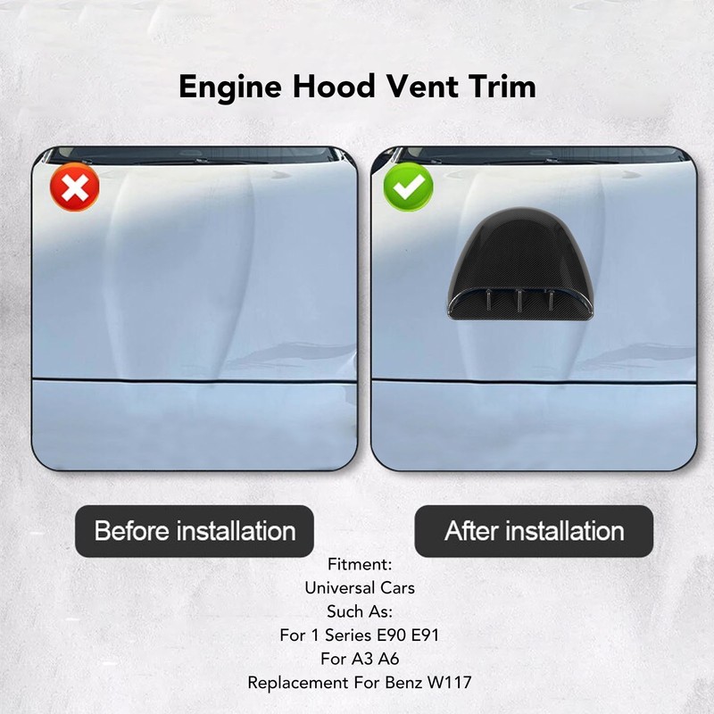 Engine Hood Vent Trim 35.5 X 32cm Carbon Fiber Style