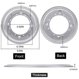 Lswteiz 2Pack 9" Round Lazy Susan Turntable Bearing Plate 5/16”Thick Lazy Susan Hardware, Rotating Swivel Plate with 750 lb Load Capacity, Lazy Susan Turntable Base for Table, Serving Tray, Kitchen