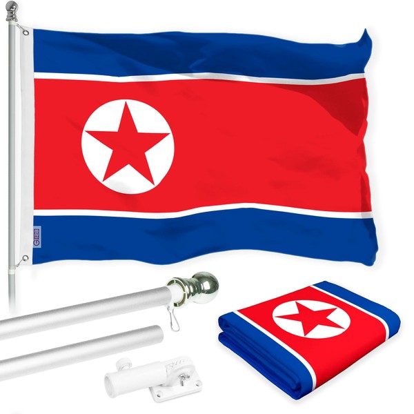 G128 Combo Pack: 6 Ft Aluminum Spinning Flagpole (Silver) &