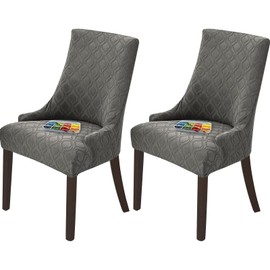 Foribyw 2Pcs Wingback Chair Covers Soft Dining Chair Slipcover Stretch Full Wingback Chair Protection Removable Wing Chair Slipcovers for Dining Room Banquet Party Decor(Light Grey)