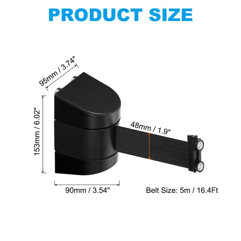 PATIKIL 16.4Ft Magnetic Wall Mount Retractable Belt Barrier, Fixed Crowd