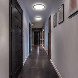 B.K.Licht - LED Ceiling Light with Indirect Light, Ultra Flat, Neutral White Light Colour, LED Panel, LED Ceiling Light, LED Lamp, Living Room Lamp, Bedroom Lamp, Kitchen Lamp, 29.3 x 2.8 cm, Black