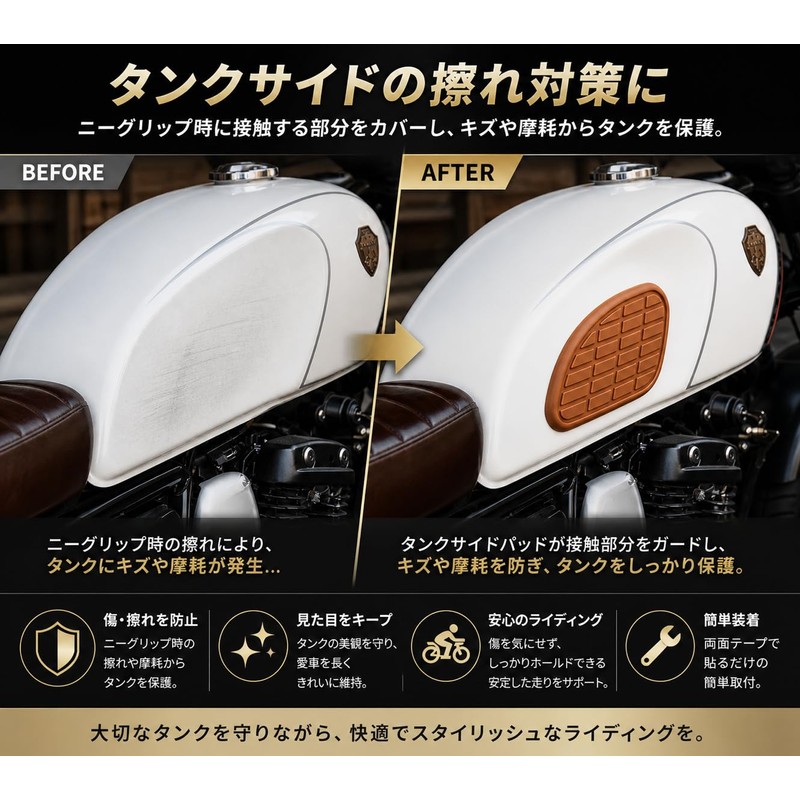 Motorcycle Tank Side Pad | Anti-slip & Scratch Protection |