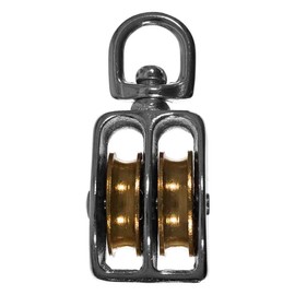Rope and Cord Metal Swivel Double Wheel Pulley for 1/4 Inch Rope Hoisting and Maneuvering - 1-1/2 Inch