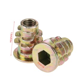 EBTOOLS 50Pcs M5*13Mm Zinc Alloy Hex Drive Head Furniture Nuts Threaded For Wood Insert M5*13Mm M5*13Mm Flat Nuts Parts