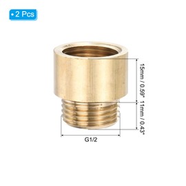 PATIKIL Shower Head Extension Arm 2 Pack Copper G1/2 Male to Female Thread 26 mm Length Pipe Connection Shower Head Extension