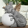 Euiroet 8.6" Solar Dragon Garden Statue,LED Figurine Light,Resin Outdoor Sculpture,Solar