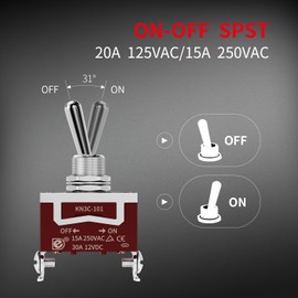 DaierTek Waterproof Toggle Switch 12V DC 30A Heavy Duty 2 Pin ON Off SPST with Weatherproof Boot Cap Cover for Auto Car Marine Boat -2 Pack