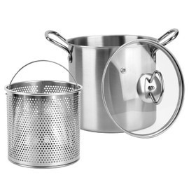 3.5L Deep Fryer Pot with Oil Drip Drainer Stainless Steel Fryer Pot with Lid and Basket Deep Frying Pot for Party Restaurant Kitchen Dining Party Picnic