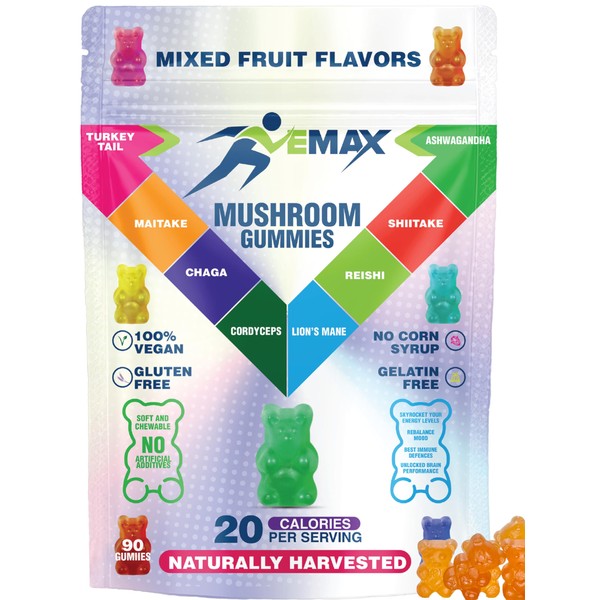 Ashwagandha and Lions Mane Mushroom Gummies for Adults - Organic