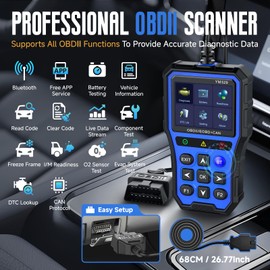 Bluetooth OBD2 Scanner with Battery Tester & Monitoring & Life Test - Support Checking Car Diagnostic Information on iPhone & Android, 2.8 inch HD Large Color Screen, TPU case Protection, Blue