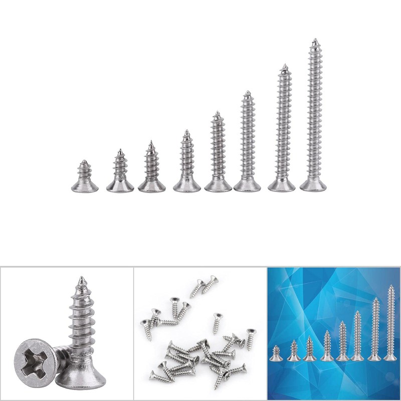 Pack of 200 Wood Screws Set M3 Stainless Steel Phillips
