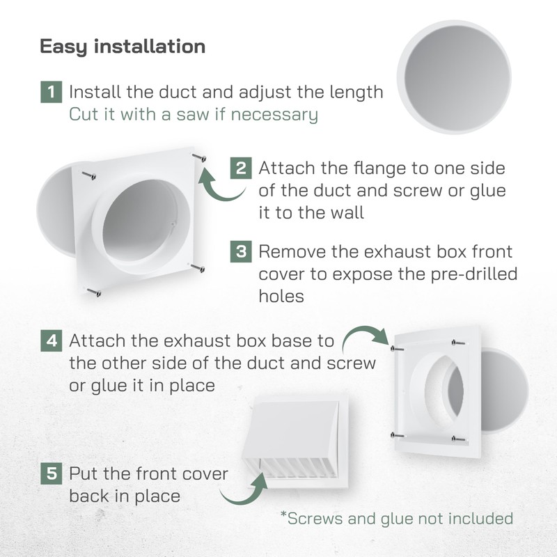 Vent Systems 4'' Inch Plastic Adjustable Through Wall Ventilation Kit