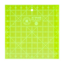 Acrylic Quilting Ruler, 10'' x 10'' | Square Ruler for Sewing, Measuring and Cutting Quilt Fabric | Straight Edge Tool for Layer Cakes, Charm Pack Quilts, and DIY Craft Projects, Green