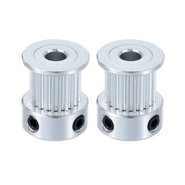 sourcing map 2 Pcs Aluminum 20 Teeth 5mm Bore 10mm Width Timing Belt Pulley Wheel Idler Pulley Synchronous Wheels Gear Part for 3D Printer, Silver