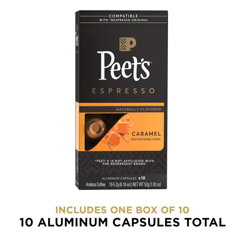 Peet's Coffee, Dark Roast Espresso Capsules Compatible with Nespresso Original