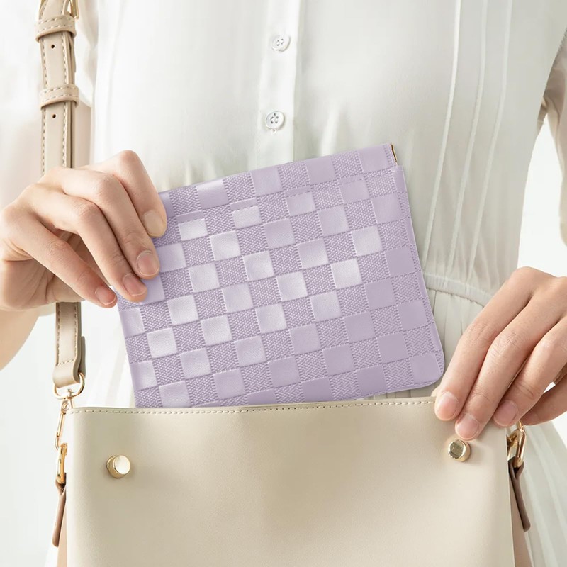 Sightor 2PCS Pocket Cosmetic Bag for Purse, Checkered Makeup Bag