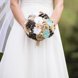 Ourtroness Bridal Flower Bouquet Holder 2 Pieces Wedding Foam Floral Handle Bouquet Holders for Artificial Flowers, Flower Arrangement, Bride Wedding Supplies with 50 Pieces Bouquet Pins