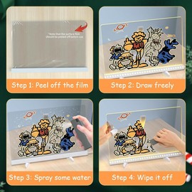 QAUARUMSUN Dry Erase Board with Colors, 2025 Upgraded Lighted Acrylic Dry Erase with Stand Desktop Glow Memo LED Letter Rewritable Message Board White(5.9 * 5.9IN)