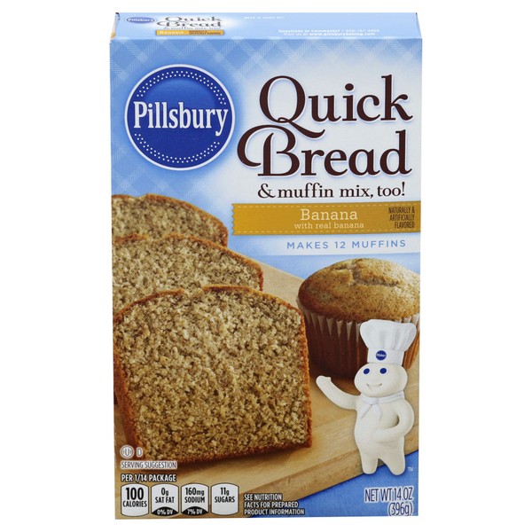 Pillsbury Banana Flavored Quick Bread & Muffin Mix, 14-Ounce (Pack of 12)