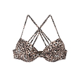 Colloyes Women's Push Up Bikini Top Twist Front Underwire Molded Soft Pads Vintage Bikini Swimsuits Tops Leopard Size Medium