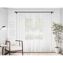 Gardinestan Curtain with Ruffle Tape Trasparent Semi-Transparent with Lead Tape White Curtain Stores Store Webstore Perfect in Various Sizes (Width 300 cm Height 260 cm (Decorative Width 150 cm)