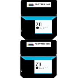 Plotter Inc CZ129A 2-Pack 711 38ml Black Ink Compatible with HP Designjet T530, T525, T520, T130, T125, T120 & T100