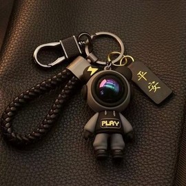 Cute Bear Keychain Car Key Holder Green Chameleon Bear Keychain + Full Hachhi Strap + Black Accent 10ea