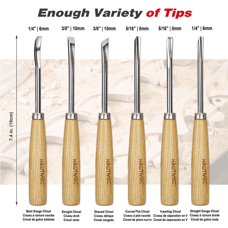 HAUTMEC Wood Carving Tools Set of 6, Wood Gouge Tools